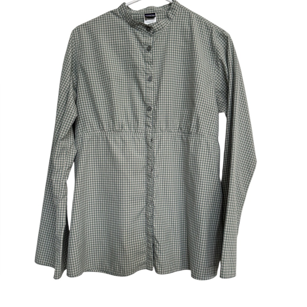 Patagonia Green Gingham Button Up Long Sleeve Shirt Blouse Women's Size M Top